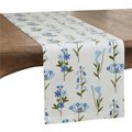 Saro Lifestyle SARO 624.BL1472B 14 x 72 in. Oblong Cotton Table Runner with Blue Floral Design 624.BL1472B